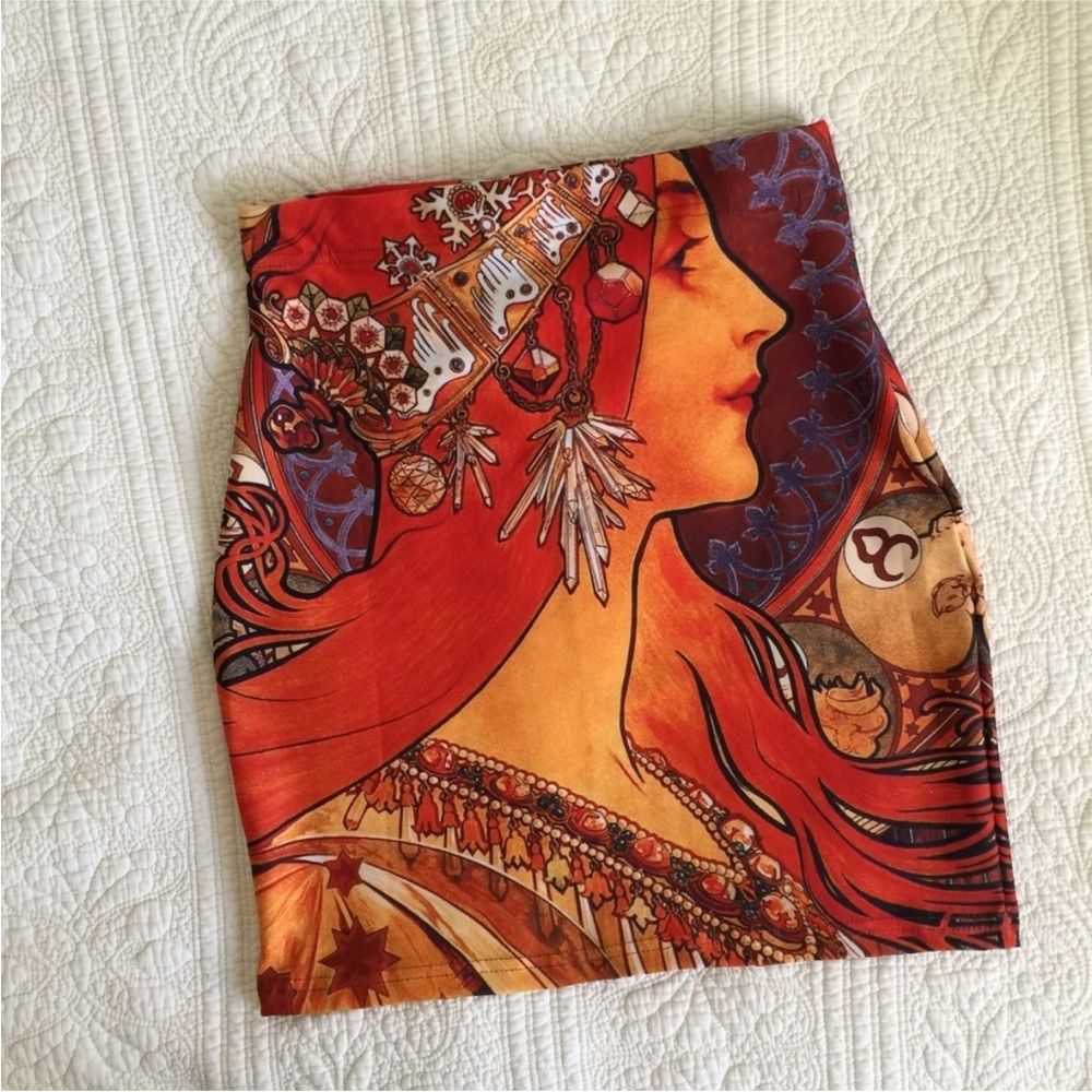 QUEEN OF ART straight mini skirt print (MEDIUM)